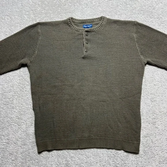 High Sierra Henley Shirt Mens Small Olive Green Waffle Knit Longsleeve Cotton - Picture 2 of 13